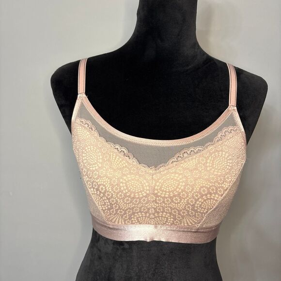 Soma Intimates Unlined Lace Convertible Bralette Womens Medium Nude Warm Amber - Picture 1 of 8